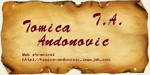 Tomica Andonović vizit kartica